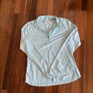 Nike Womens 3/4 Zip Long Sleeve Athletic Fit Activewear Shirt Top Blue Medium